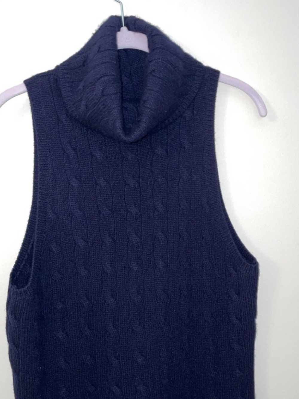 RUGBY Ralph Lauren Sweater Dress XL Cashmere Wool Navy Blue Cable Knit Cowl Neck - Picture 5 of 10